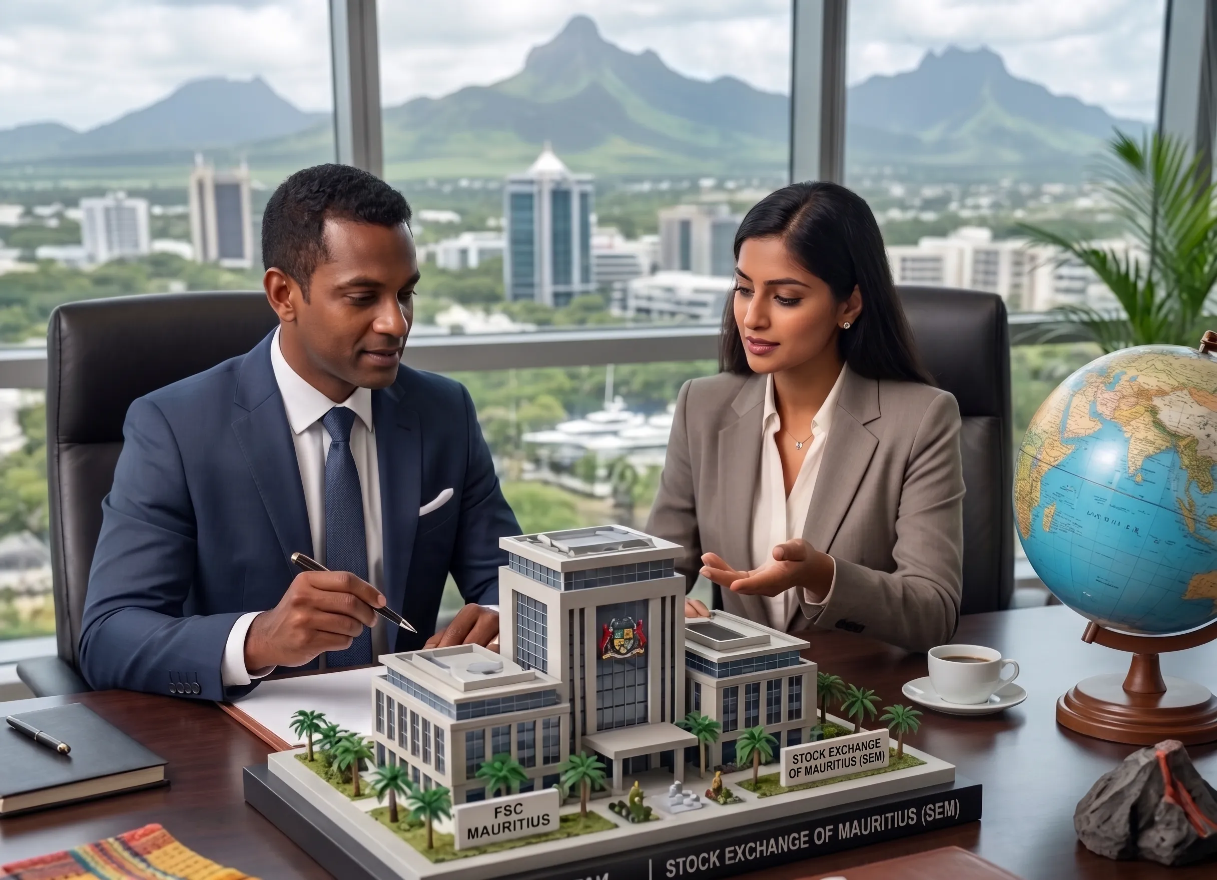 private client advisor discussing family trust structure in Mauritius