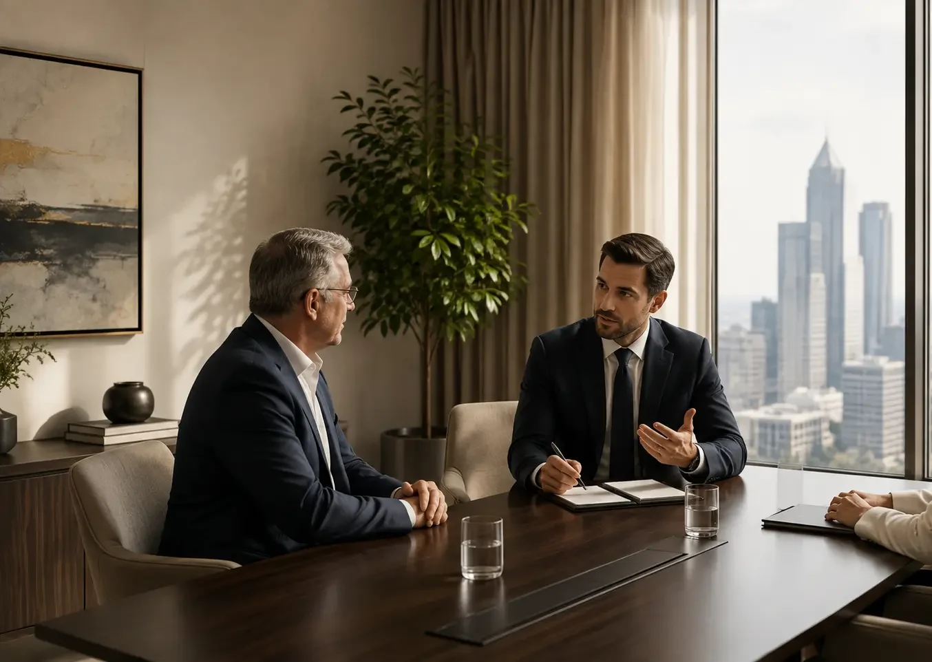 private client advisor discussing family wealth structure