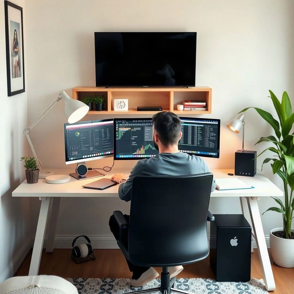 Remote business owner working from home